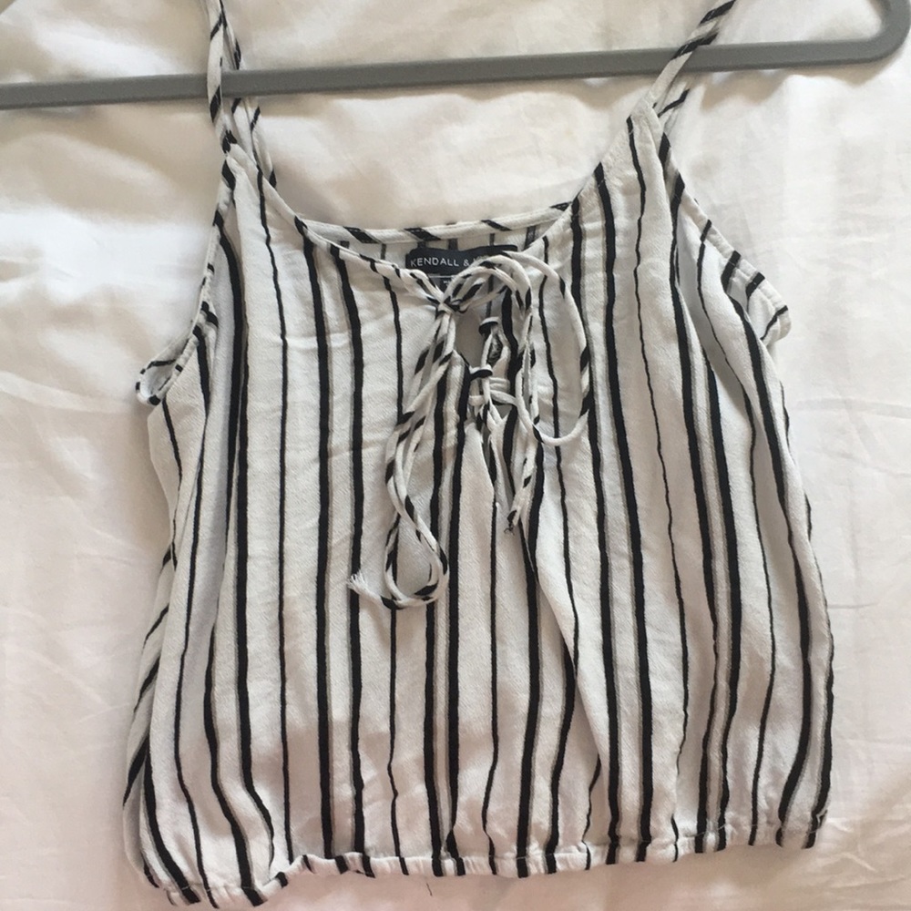Kendall & Kylie black/white striped tank top